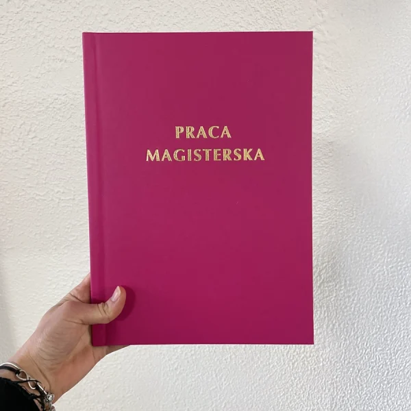 Ciemnoróżowa okładka pracy dyplomowej